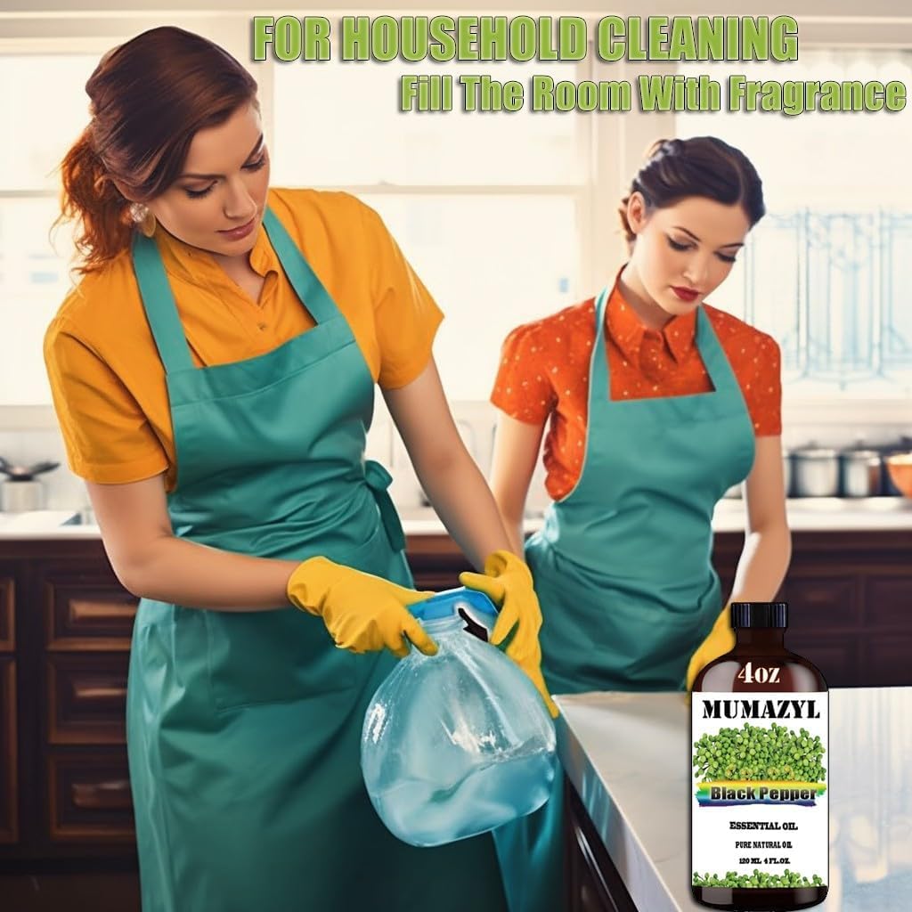 Black Pepper Essential Oil, Black Pepper Oil 4 Fl Oz 120ML for Diffuser Humidifier Yoga Cleaning DIY Candle Soap Making Essential Oils