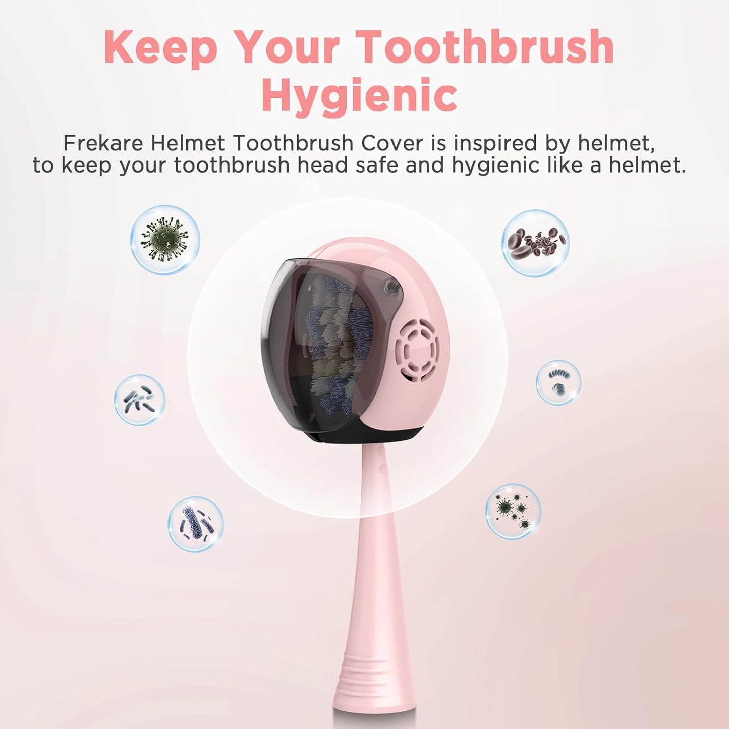 Helmet Toothbrush Covers Caps, Toothbrush Head Protector for Household Travel, Fits Most Manual and Electric Toothbrushes, 4 Count (Blue, White, Pink, Rose Pink)