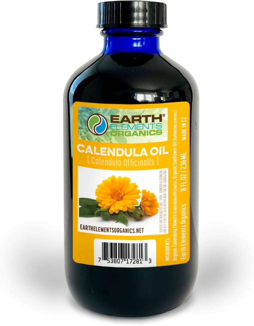 Organic Calendula Oil Raw, Infused, Pressed Herbal Oil Calendula Flowers, Sunflower Seed 8 fl.oz.