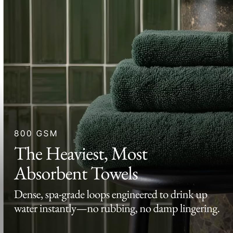 Italic Ultraplush 12-Piece Family Towel Set – Luxury Bath Towels, Hand Towels & Washcloths – Plush, Quick Dry, 800GSM 100% Australian Cotton for Bathroom & Spa - White & Blue (Deep Forest)