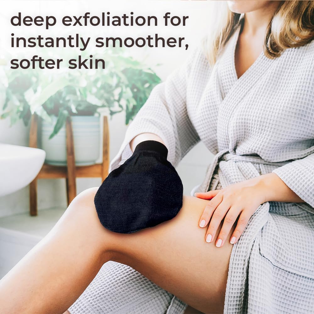 Natural Elephant Exfoliating Kessa Glove - Face and Body Exfoliator Hammam Mitt (Pure Black (Pack of 4))