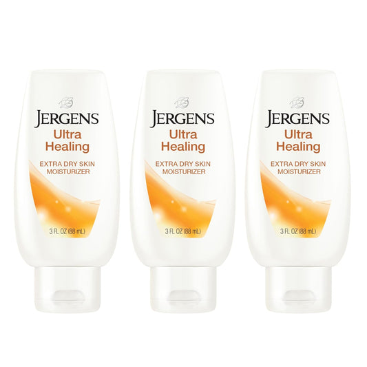 Jergens Ultra Healing Dry Skin Lotion, Hand and Body Moisturizer for Quick Absorption into Extra Dry Skin with Hydralucence Blend, Vitamins C, E and B5, White, 3 oz, Pack of 3