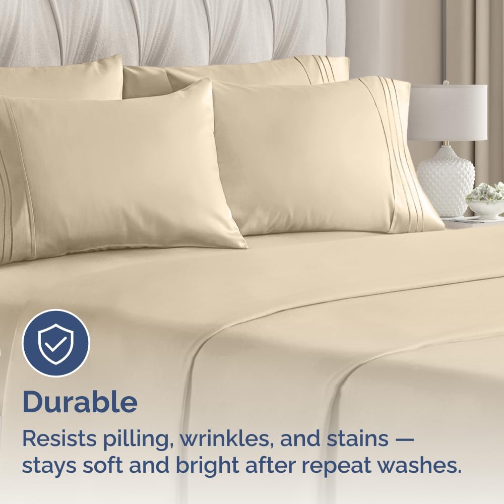 Standard Pillow Cases Set of 8 - Ultra Soft Hotel Quality Pillowcase Covers - Comfy, Cozy & Wrinkle Free - Shrink, Stain and Fade Resistant - Machine Washable Pillow Protectors - 8 Piece Set - Cream