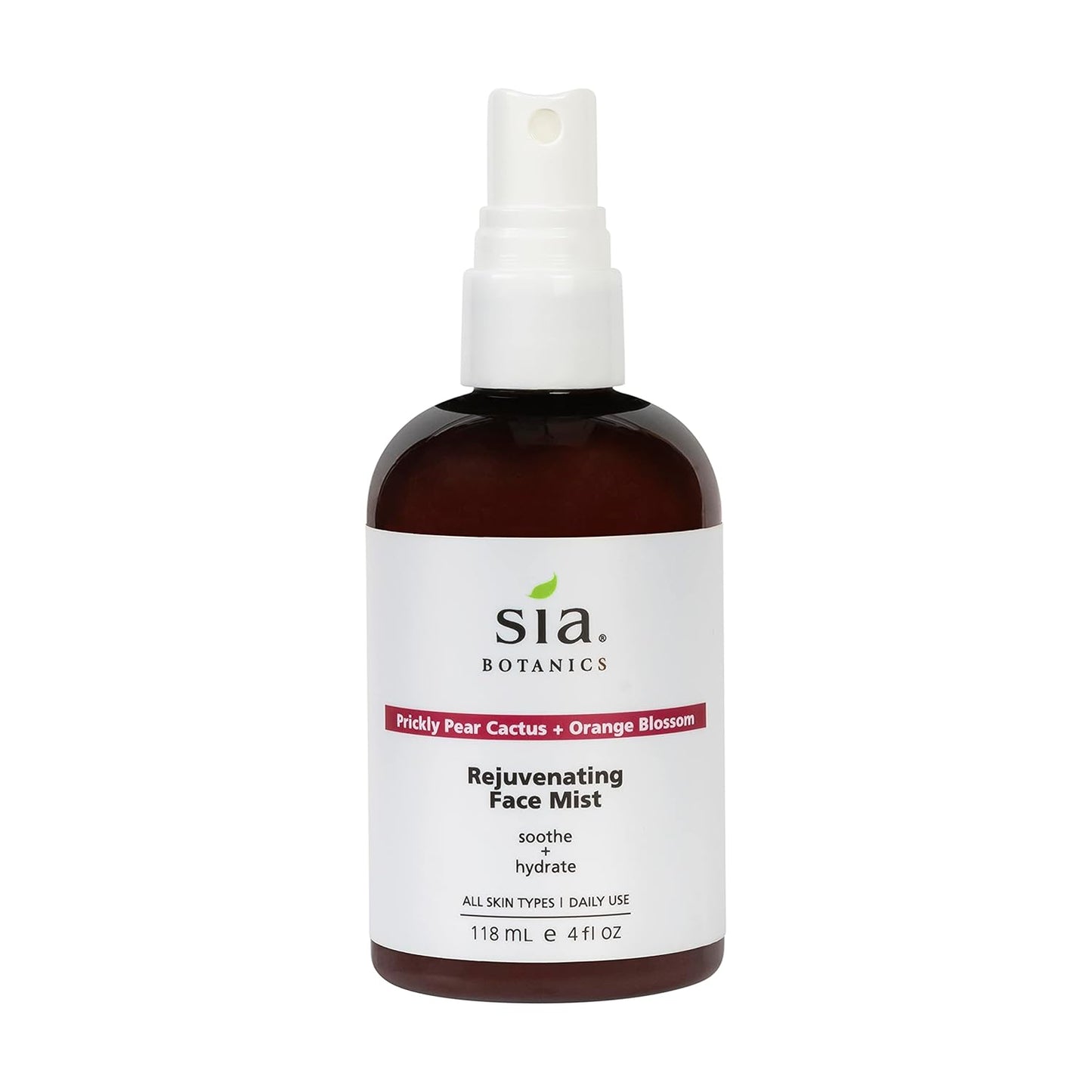 Sia Botanics Rejuvenating Face Toner Mist (118ml/4oz Bottle) | Facial Treatment w/Prickly Pear, Aloe Vera, Orange Blossom | Natural, Clean, Botanical Skincare for Women