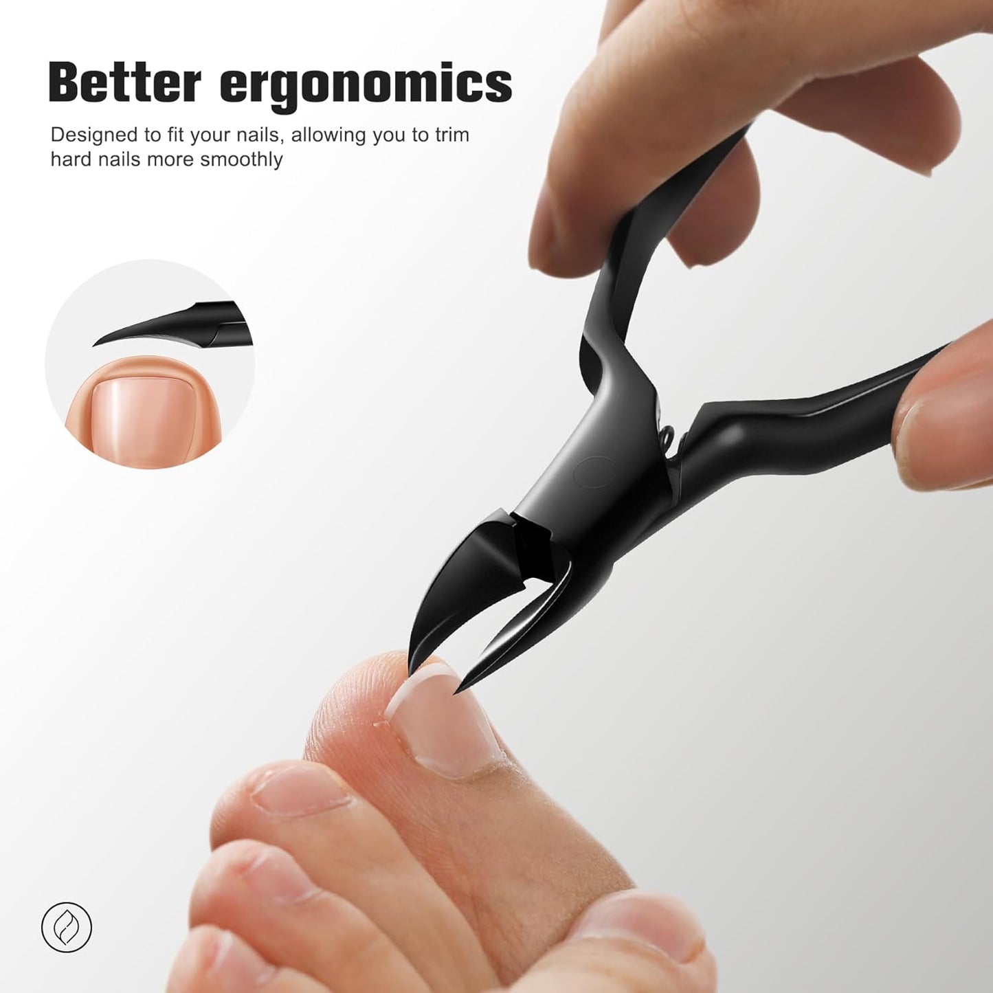 FERYES 25° Edge Toenail Clippers for Thick Nails for Seniors, Heavy Duty Nail Clippers for Ingrown Toenails