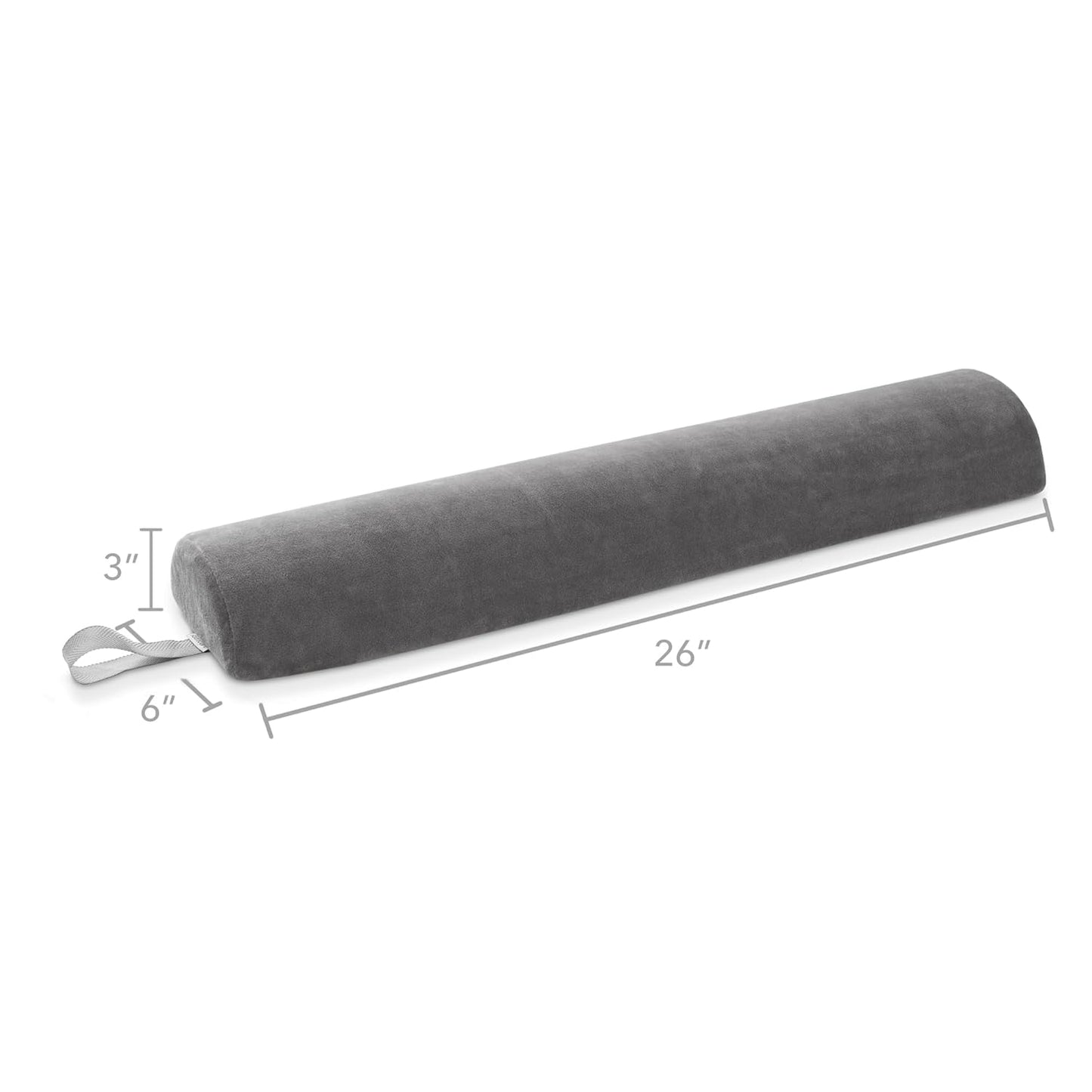 Saloniture Half Round Massage Table Bolster Pillow Pad - 26 x 6 x 3 Inch - Gray Velour