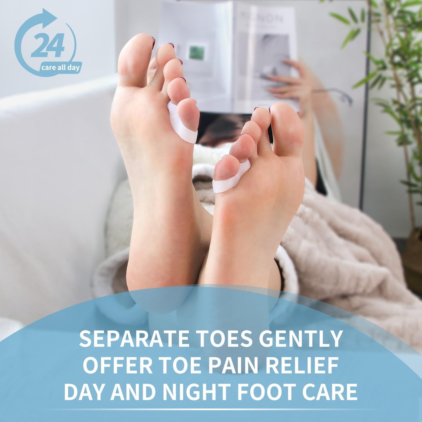 Two Hole Gel Small Toe Separator, 12 Pcs Little Toe Spacer for Overlapping Toe, Calluses, Blister, Relieve Foot Pain, Pinky Toe Corrector for Little Toe Bunion Pain