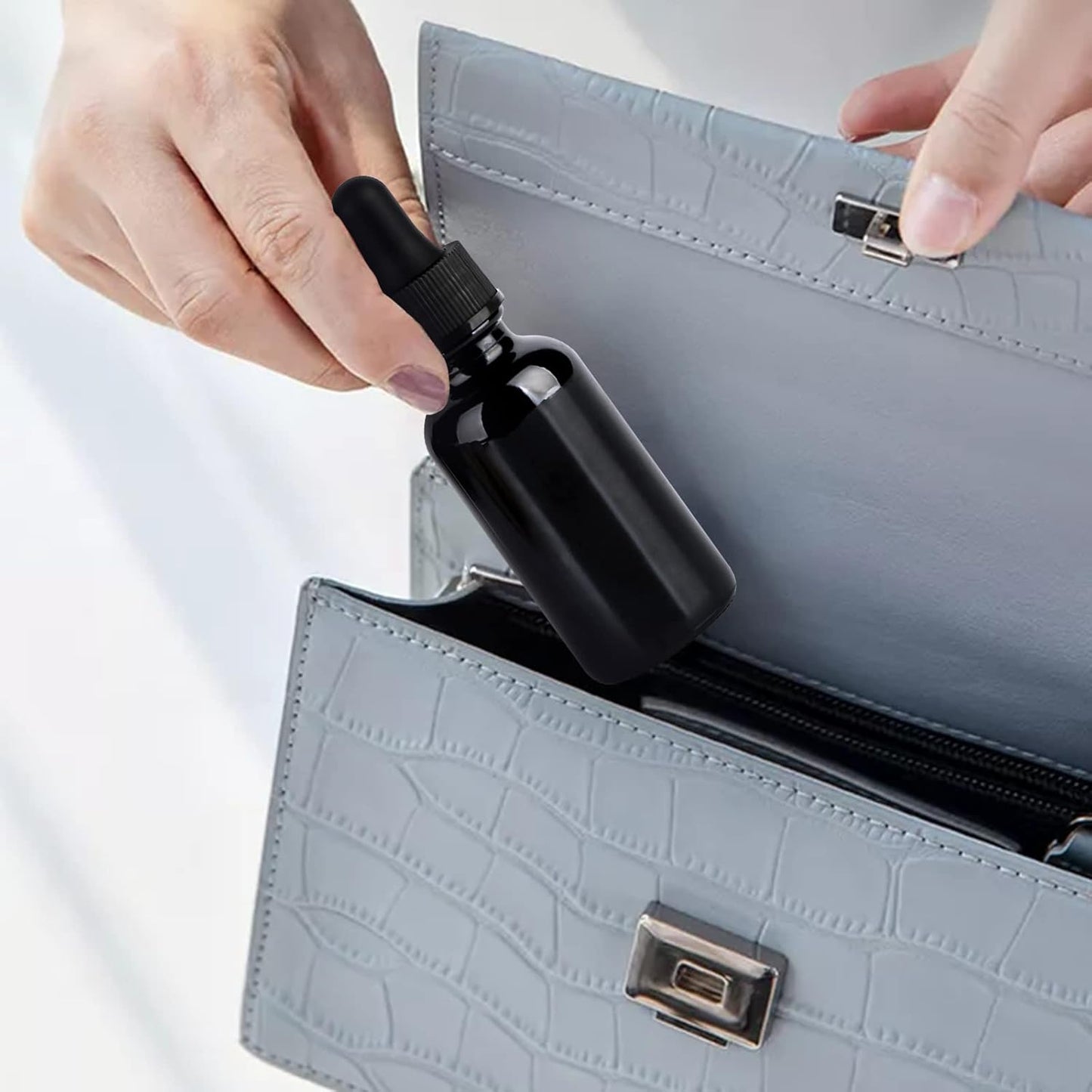 1 oz UV Resistant Dropper Bottle 12 Pack Black Glass Boston Bottles 30ml with Eye Droppers Black Caps for Essential Oils, Perfume, Leak Proof Travel Bottles for Liquids