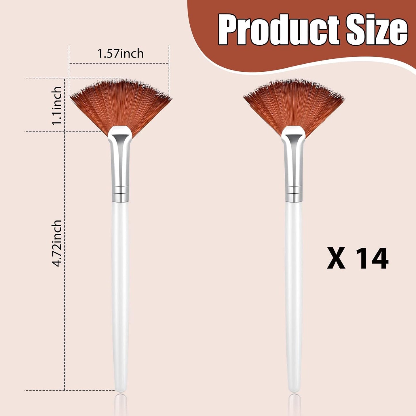Patelai 14 Pieces Fan Brushes Applicator, Mask Brushes for Facial Makeup Tools for Face Cosmetic(Brown)
