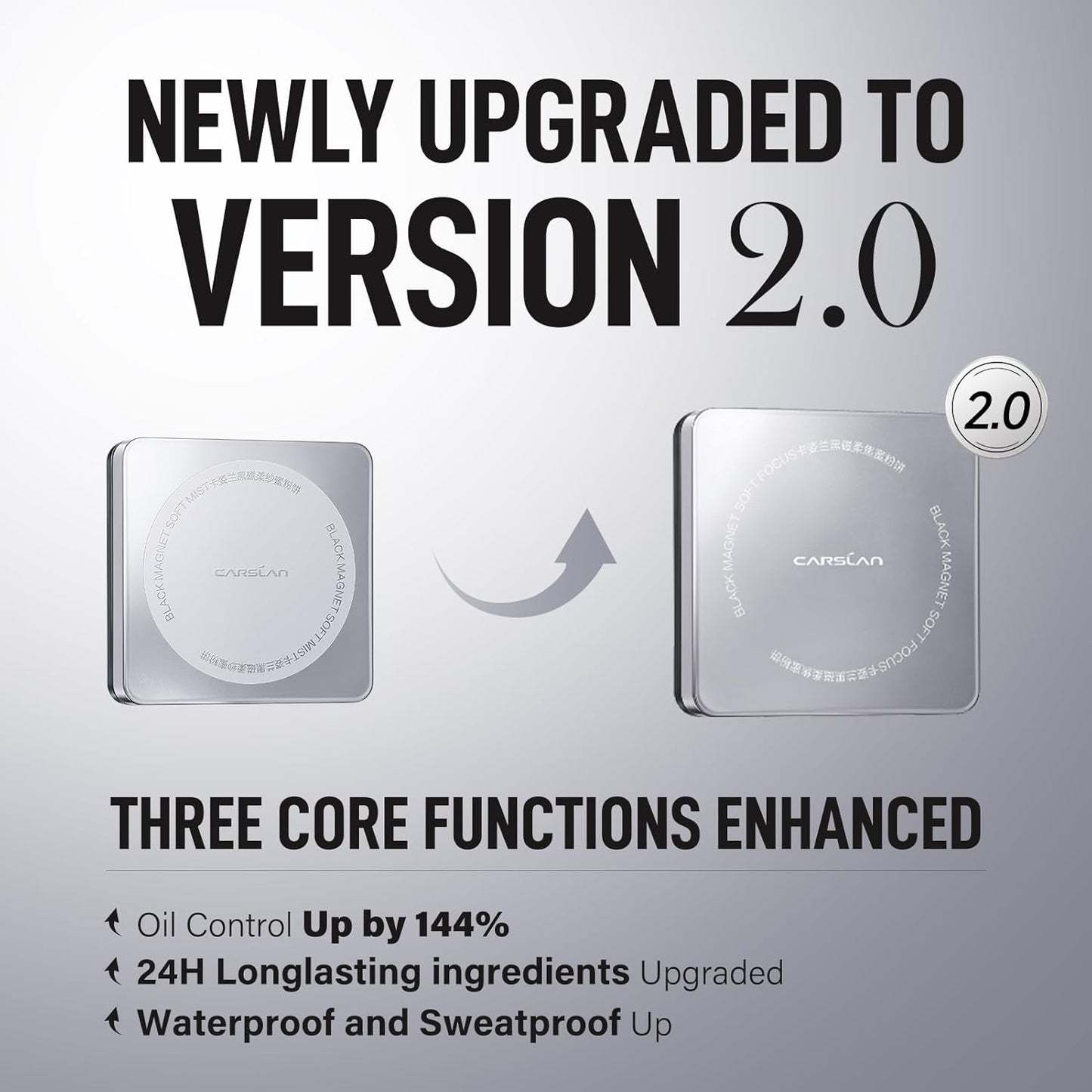 CARSLAN 2.0 Black Magnet Soft Focus Powder, Waterproof Translucent Pressed Setting Powder, 24H Longlasting Talc-Free Face Powder, Oil Control Compact Makeup,04 Warm Ivory For Dry&Com Skin, 0.28Oz