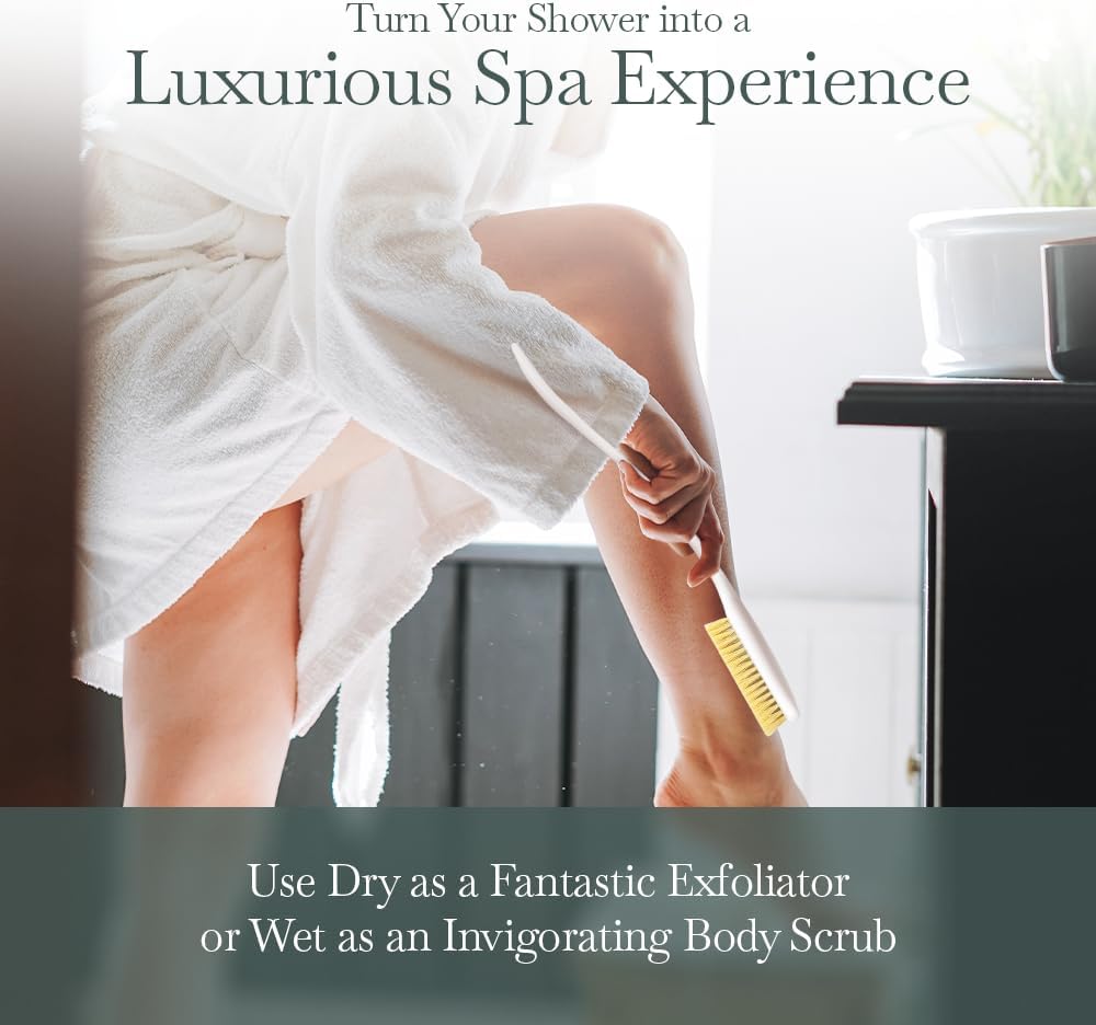 Fuller Brush Exfoliator & Scrub Body Brush - 16-inch Contoured Handle with Polyester Bristles - an All-Over Reach Including Back, Neck, Shoulders & Feet - Soft, Durable & Gentle on Your Skin