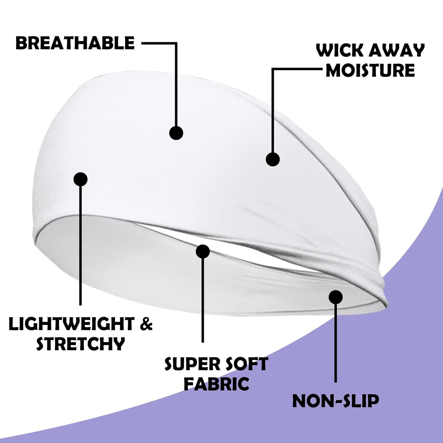 LOTUS78, Pack of 12 Wide Headbands for Women Non Slip, Fashionable Sports Hair Bands for Women's Hair, Soft Elastic Stretchy Head bands, Yoga Workout Headbands for Women Daily Fashion(Feel icon)