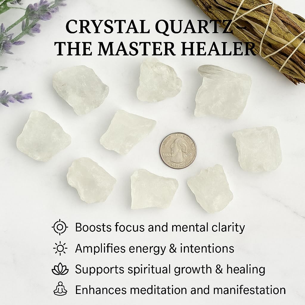 Large 1.25-2.0” Natural Crystal Quartz Healing Stones – Raw Gemstone for Love, Meditation, Chakra Balancing, Reiki, Crystal Grid, Energy Work, Tumbling, Wire Wrapping & Spiritual Home Décor