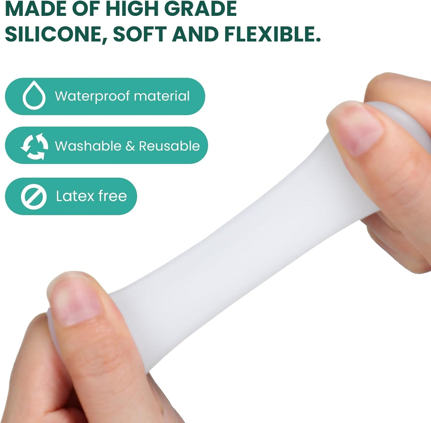 Welnove Gel Toe Cap and Protector - Silicone Toe Covers - Toe Cushions for Pain Relief, Missing or Ingrown Toenails, Corns, Calluses, Blisters (8 Large, White)