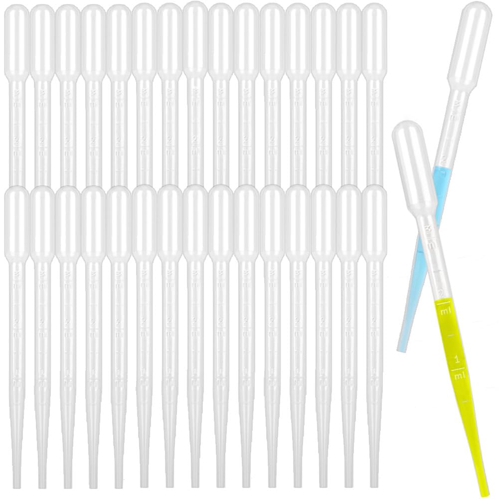 moveland 𝟭𝟱𝟬𝟬𝗣𝗰𝘀 𝟯𝗺𝗹 Plastic Pipettes - Disposable Eye Dropping Pipettes for Lab Science, Essential Oil, Home Use, Science Class, DIY Art, Medicine