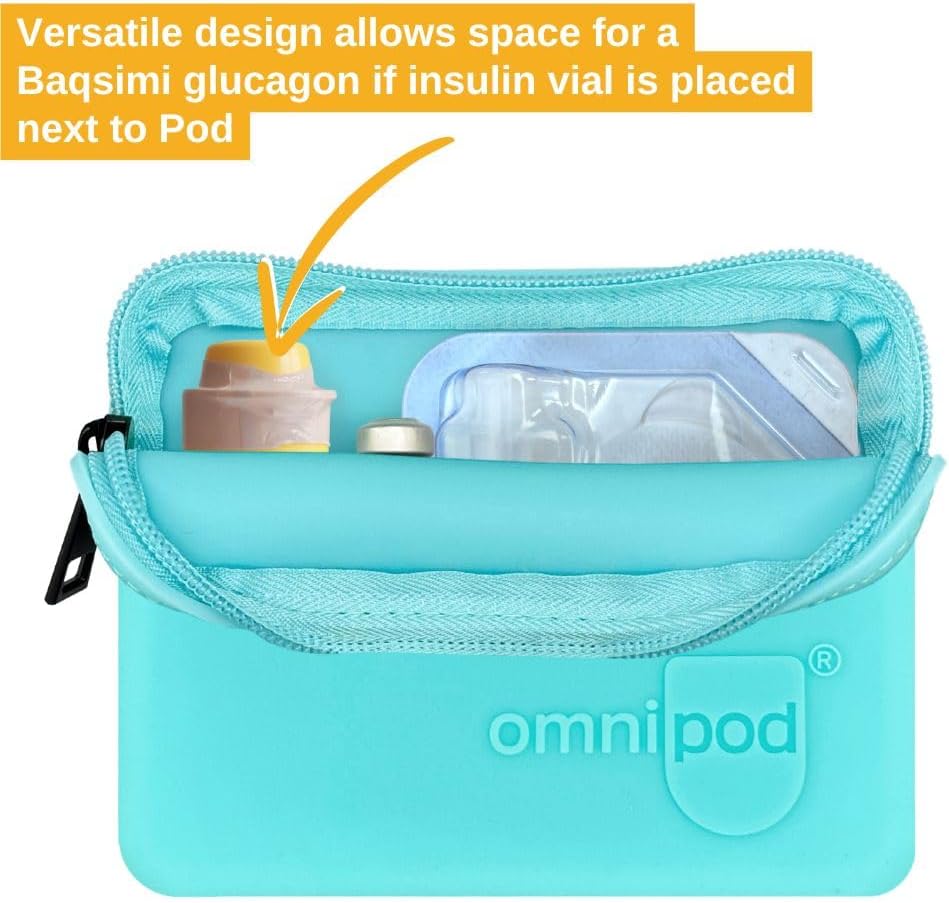 Omnipod Protective Travel Case | Silicone Storage fits an Insulin Vial and One Pod| Diabetic Care Products | Diabetes Supplies Organizer (Aqua)