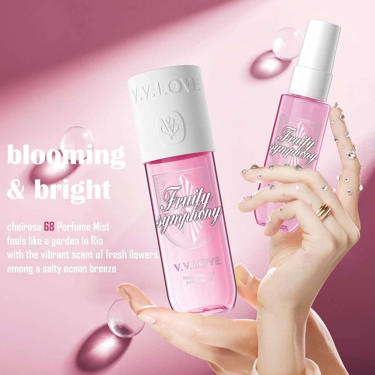 Hongsheng 2 PCS Women's Body Mist and Hair Fragrance Travel Set, 3 Fl Oz + 1.3 Fl Oz Spray, Sweet Scented Perfume Gift Set for Women (Fire Dragon)