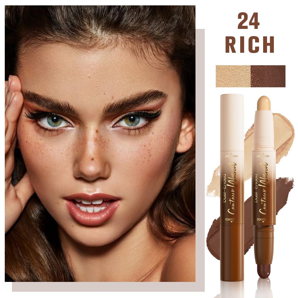 evpct Nude Brown & Nude Cream Contour Stick Face Body Makeup Dual Ended, no Transfer Waterproof 2 in 1 Cream Concealer Stick Contouring Makeup, Nose Contour Bronzer Sticks Face Highlighter Make up