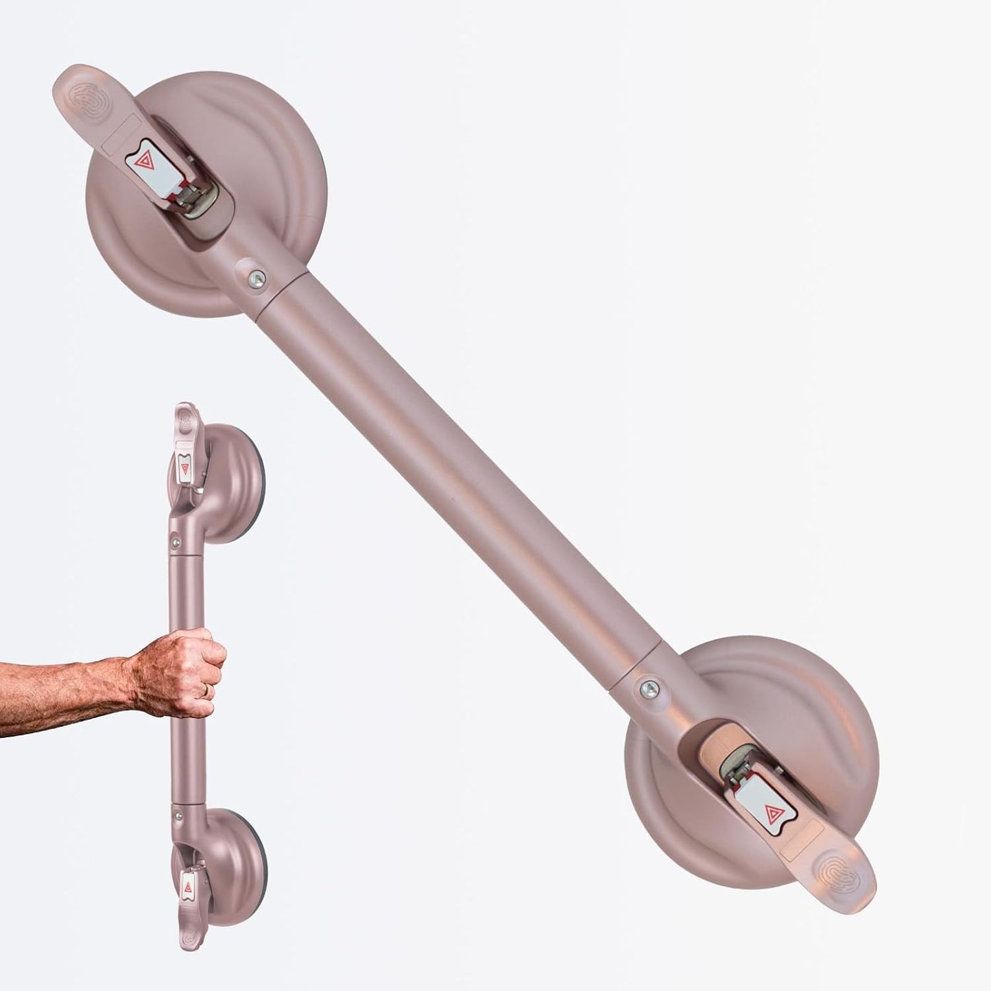 Heavy Duty Suction Shower Grab Bar - Toilet Bathroom Bathtub Safety - Shower Handles, Suction Cup Power Up to 250 LB, Perfect for Elderly Seniors18.5 Inch, Rose Gold