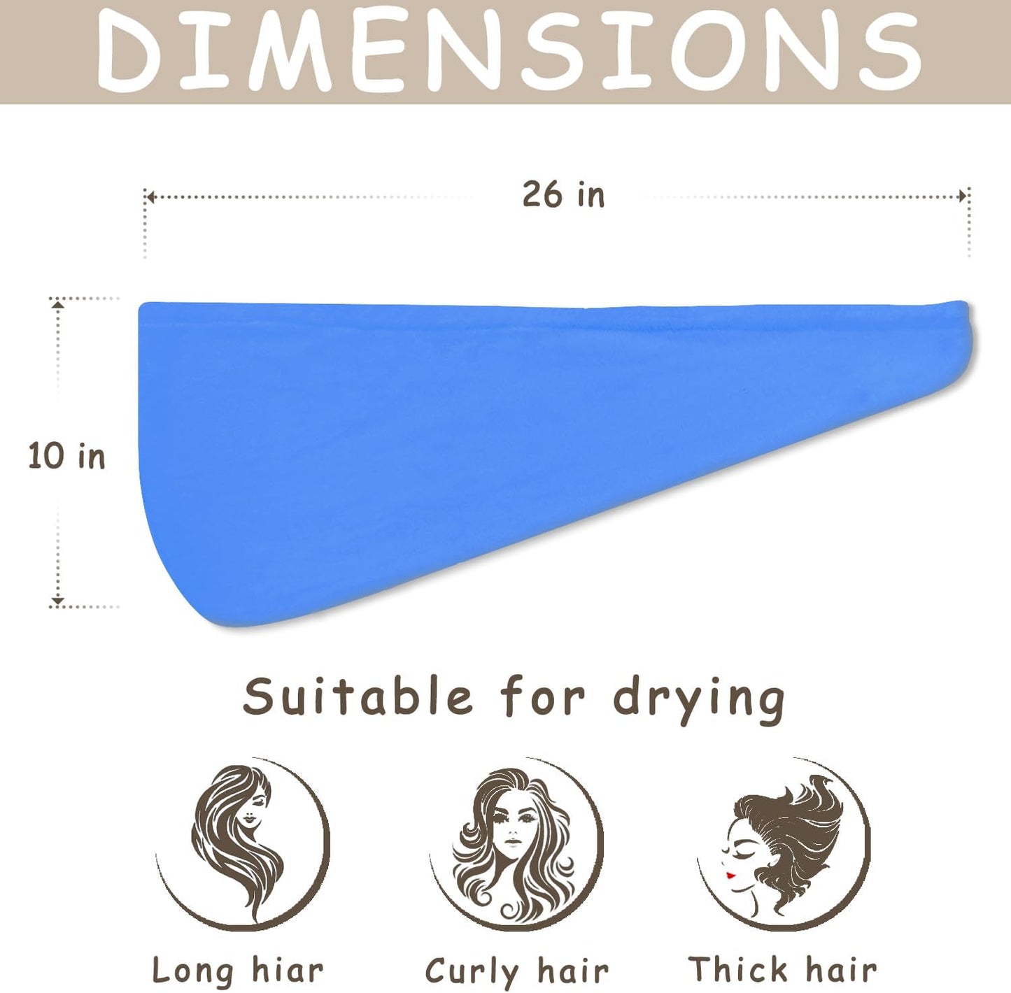 3 Pack Microfiber Hair Dring Towel Wrap for Women,Fast Drying Hair Turban, for All Hair Style Anti Frizz, Large Hair Towel with Button(Red,Bule,Purple)