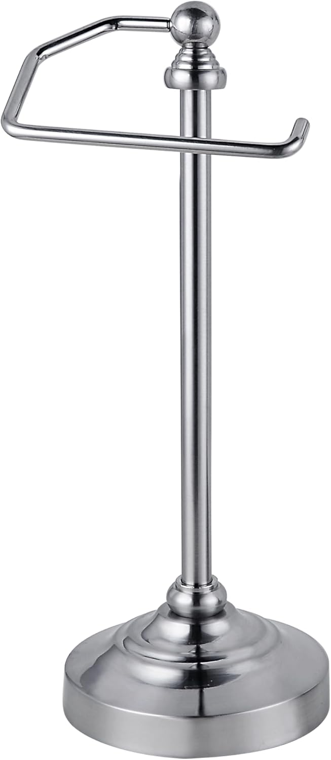 SunnyPoint Deluxe Free Standing Heavy Weighted Countertop Fingertip Towel Holder Stand (Satin Nickle)