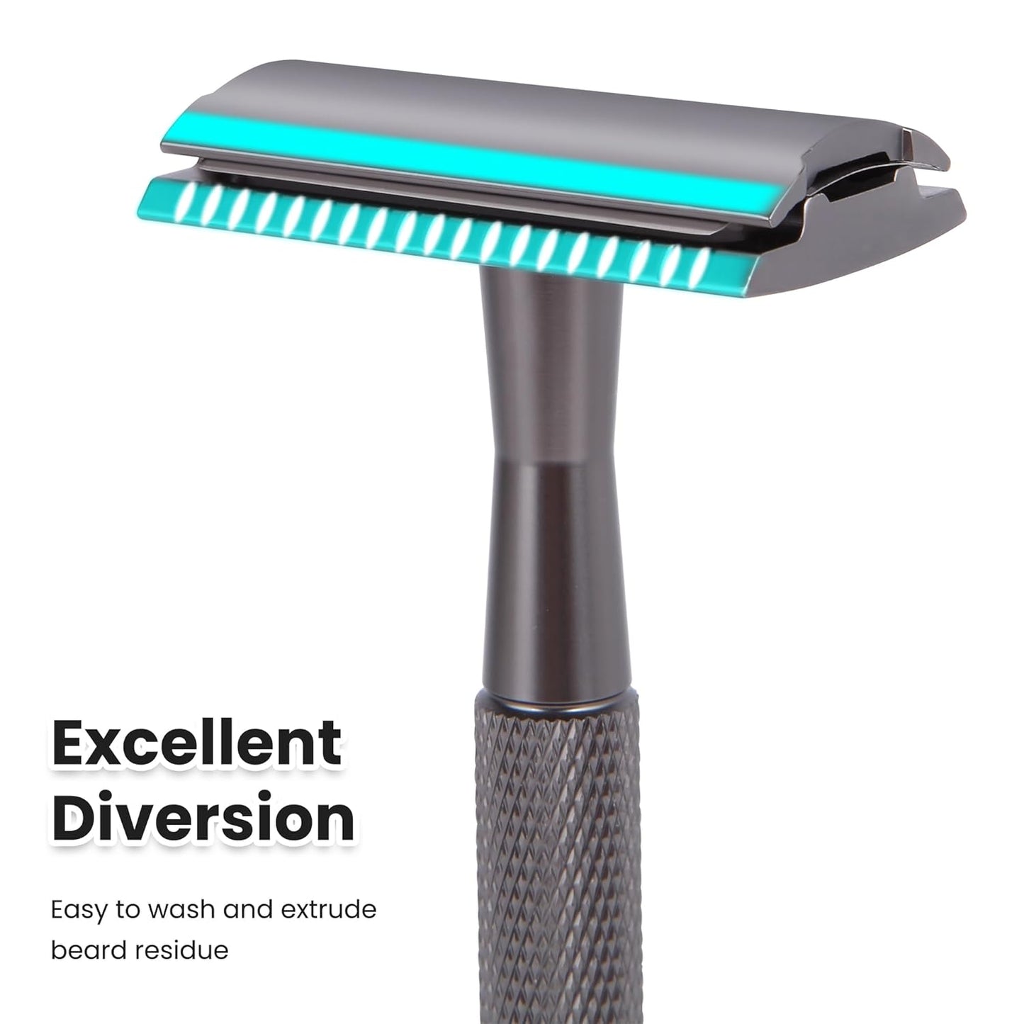 Double Edge Razor With Stand and 10 Premium Stainless Steel Blade Safety Razors For Men Shaving Razor, Matte Black Double Edge Safety Razor, Gun Black