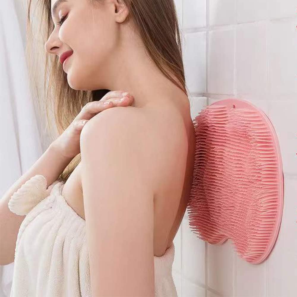 Foot Back Cleaning Pad, 2024 Upgrade Shower Foot Scrubber Mat Slip Suction Cups Foot Scrubber, Shower Foot Scrubber Mat Back Washer for Men and Women (Grey)