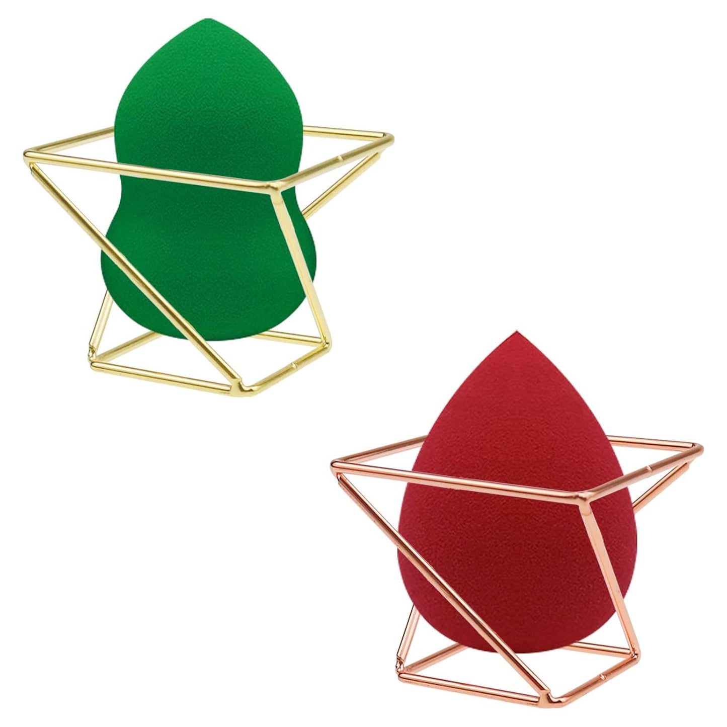 4 Pcs Makeup Sponge Holder Beauty Sponge Holder Blender Drying Rack Makeup Blender Travel Case Egg Powder Puff Display Stand for Dresser and Vanity (Gold & Rose Gold)