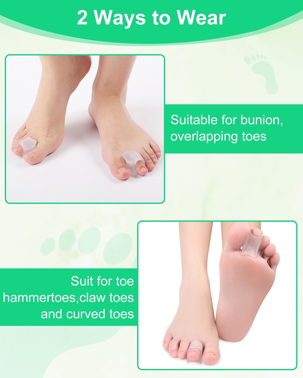 10Pcs Hammer Toe Corrector Straighteners for Women and Men Curled Toes, Crooked, Claw, Hammertoe, Soft Gel Toe Splints for Straightening, Clear Bunion Spacer Separators (Large)