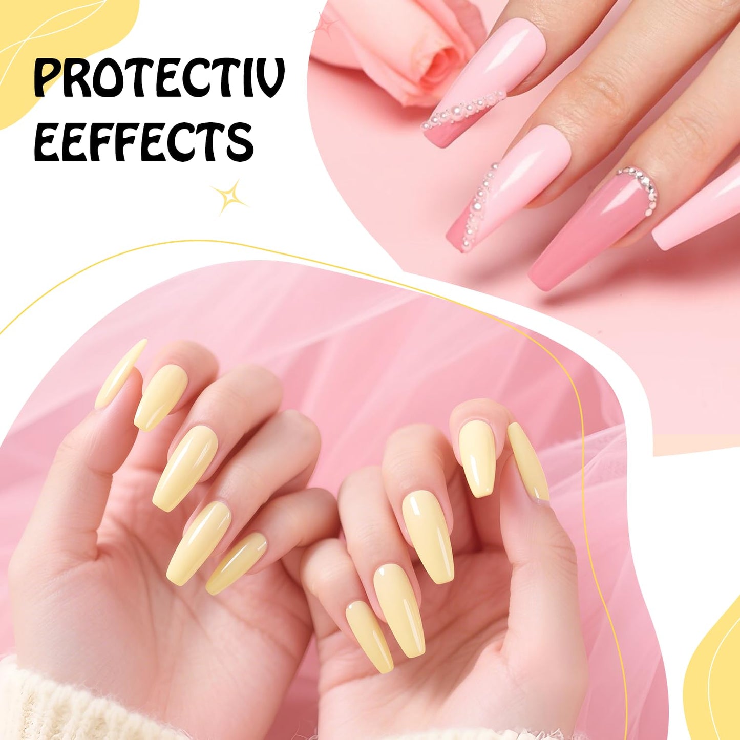 JODSONE 2Pcs 16.5ml Gel Top Coat No Wipe Clear Glossy Shine Finish Long Lasting No Soak Off Nail and Need U V Lamp Cured For Salon DIY Nail Art Design