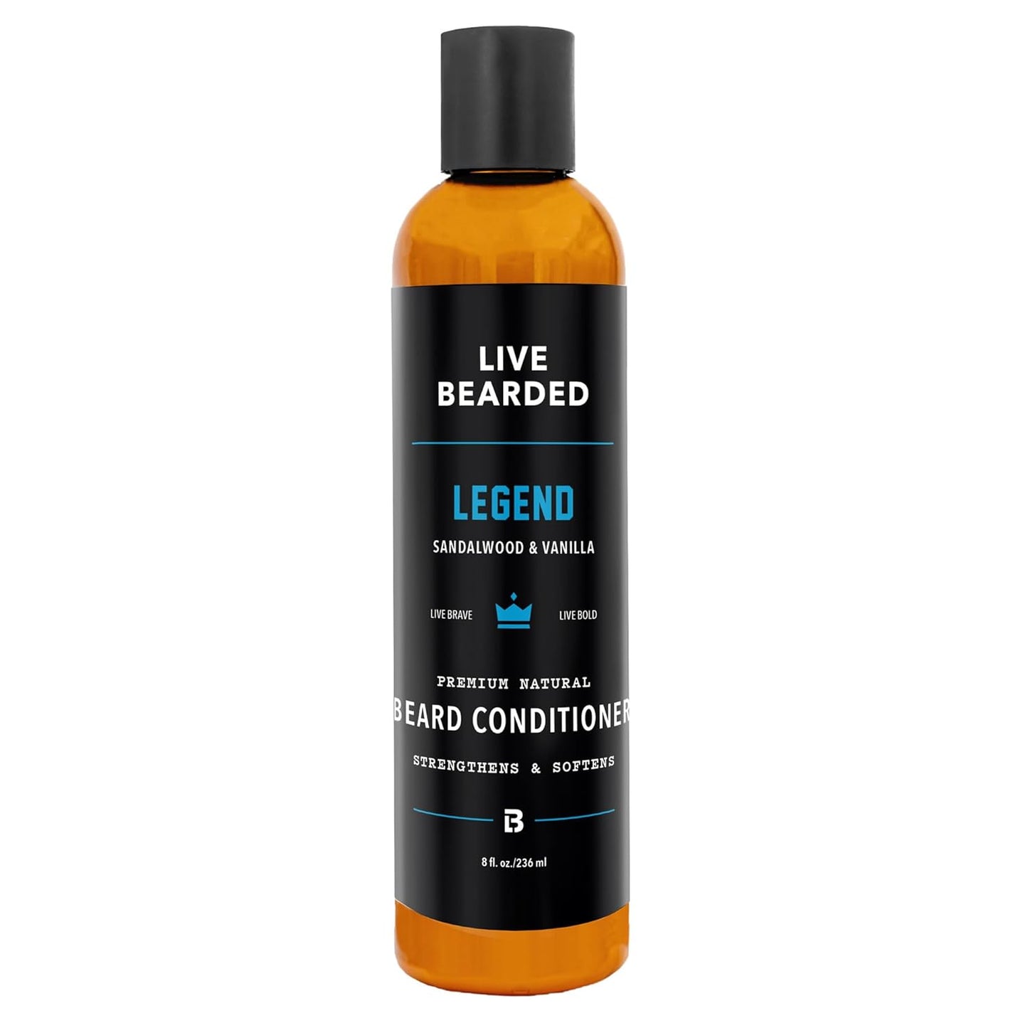 Live Bearded Beard Conditioner, 8 fl oz - Strengthens and Softens Facial Hair - Made in the USA - All-Natural Ingredients with Biotin, Caffeine | Legend Scent - Sandalwood, Vanilla