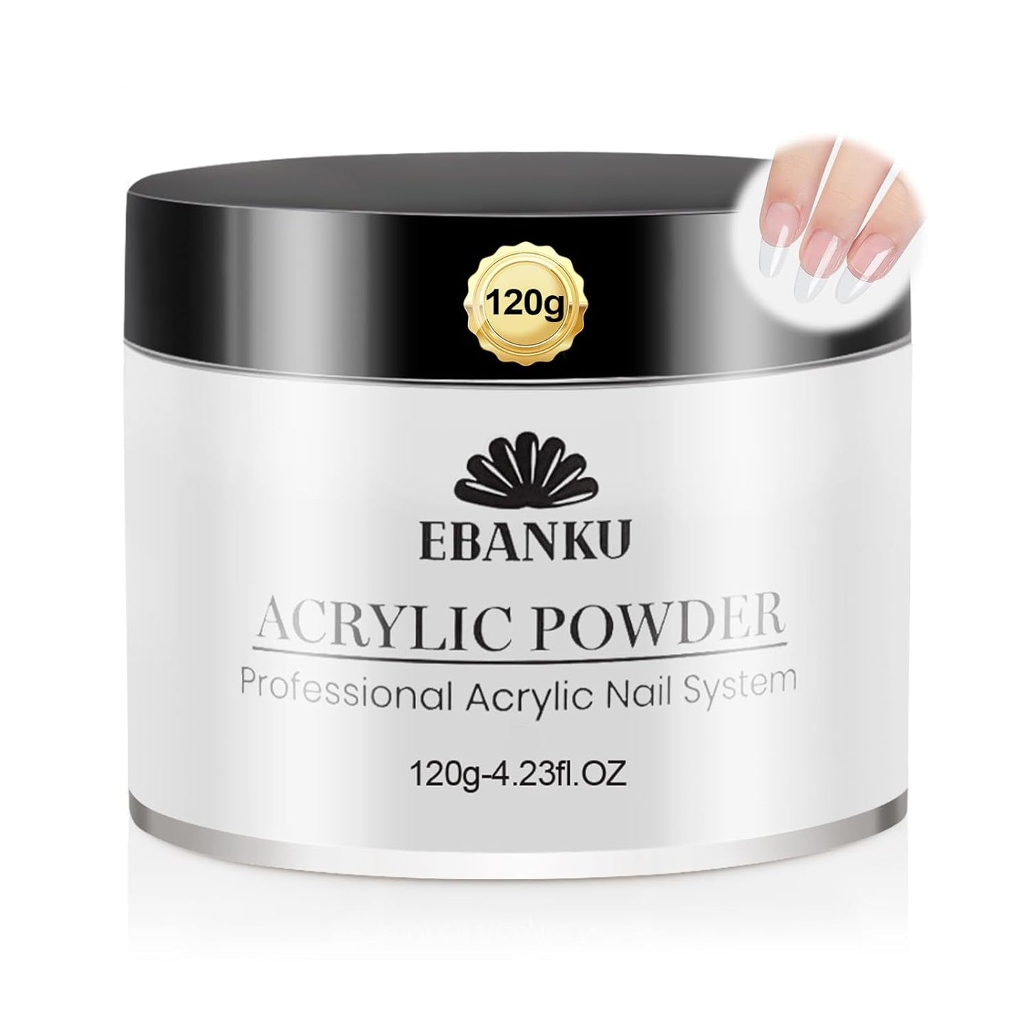 EBANKU Acrylic Nail Powder, 4.2oz Clear Powder for Nail Extensions & Sculpting, Colored Acrylic Nail Powders for French Nail Extension, Gifts for Women