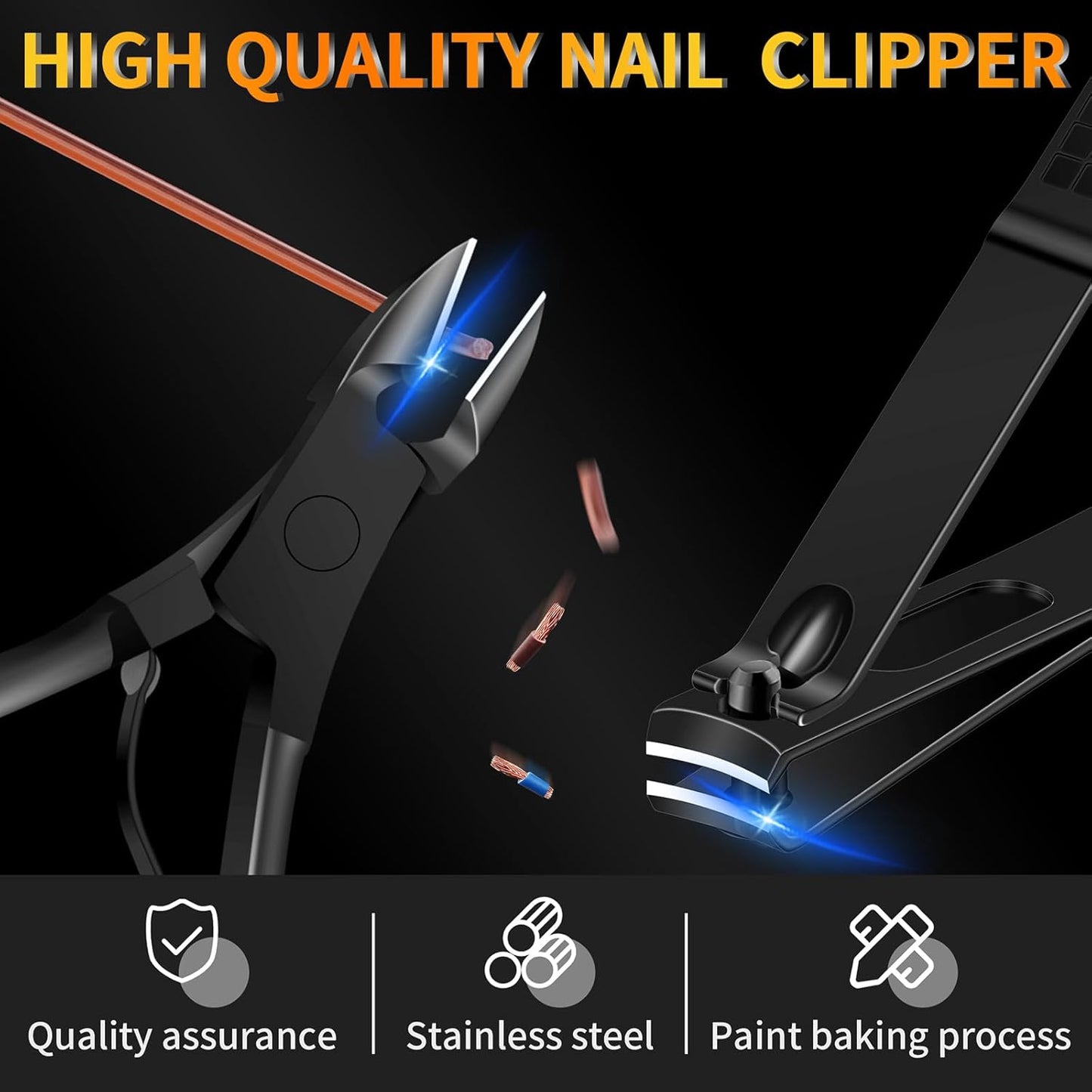 Manicure Set 16 In 1 Professional Stainless Steel Pedicure Kit Toenail Clippers Set Mens Grooming Kit Fingernail Kit for Women with Luxurious Travel Bag, Suitable for Home, Travel, and Salon (Black)