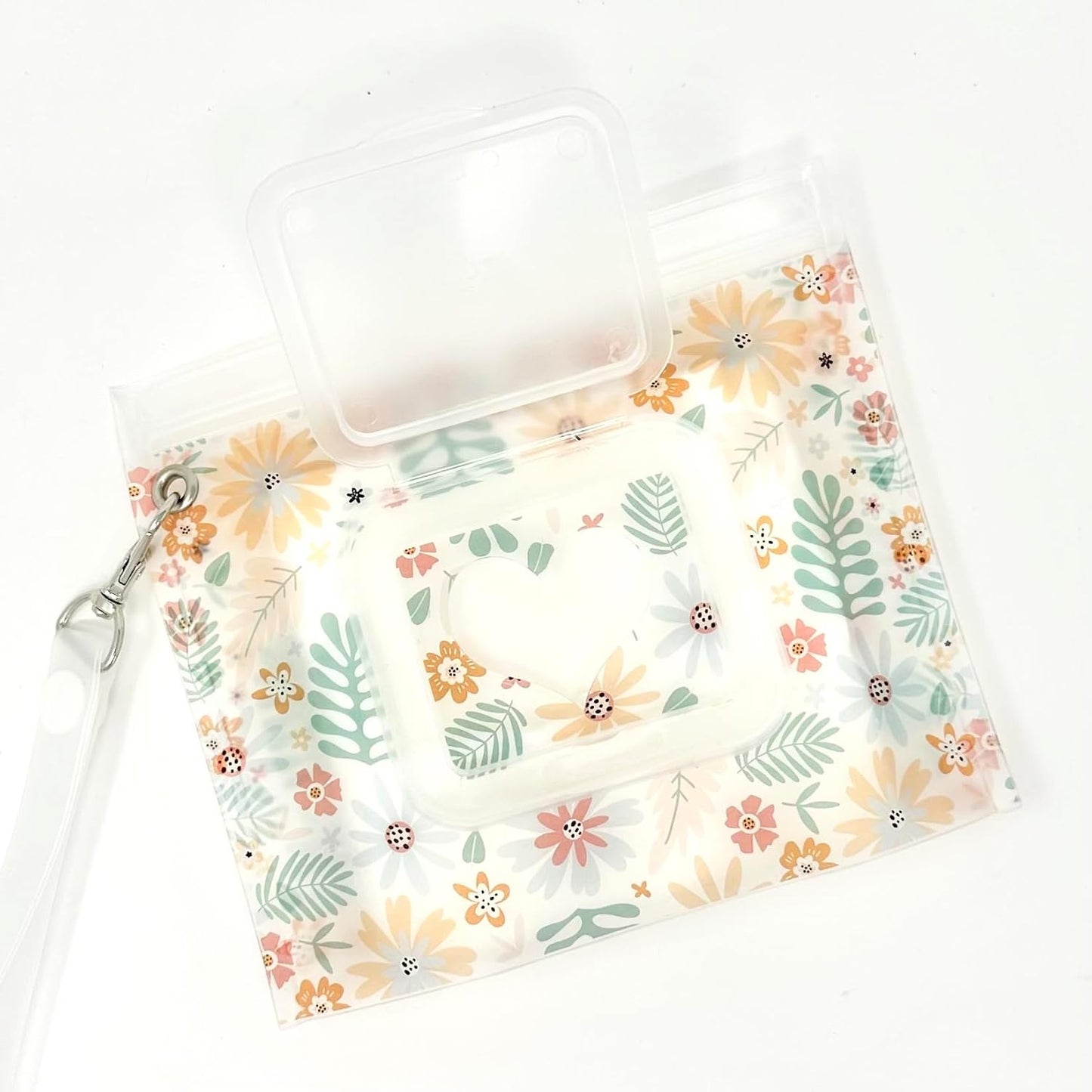 Portable & Refillable Wet Wipe Pouch - Reusable Baby Wipes Holder & Container, Mini Floral Love, 2pcs