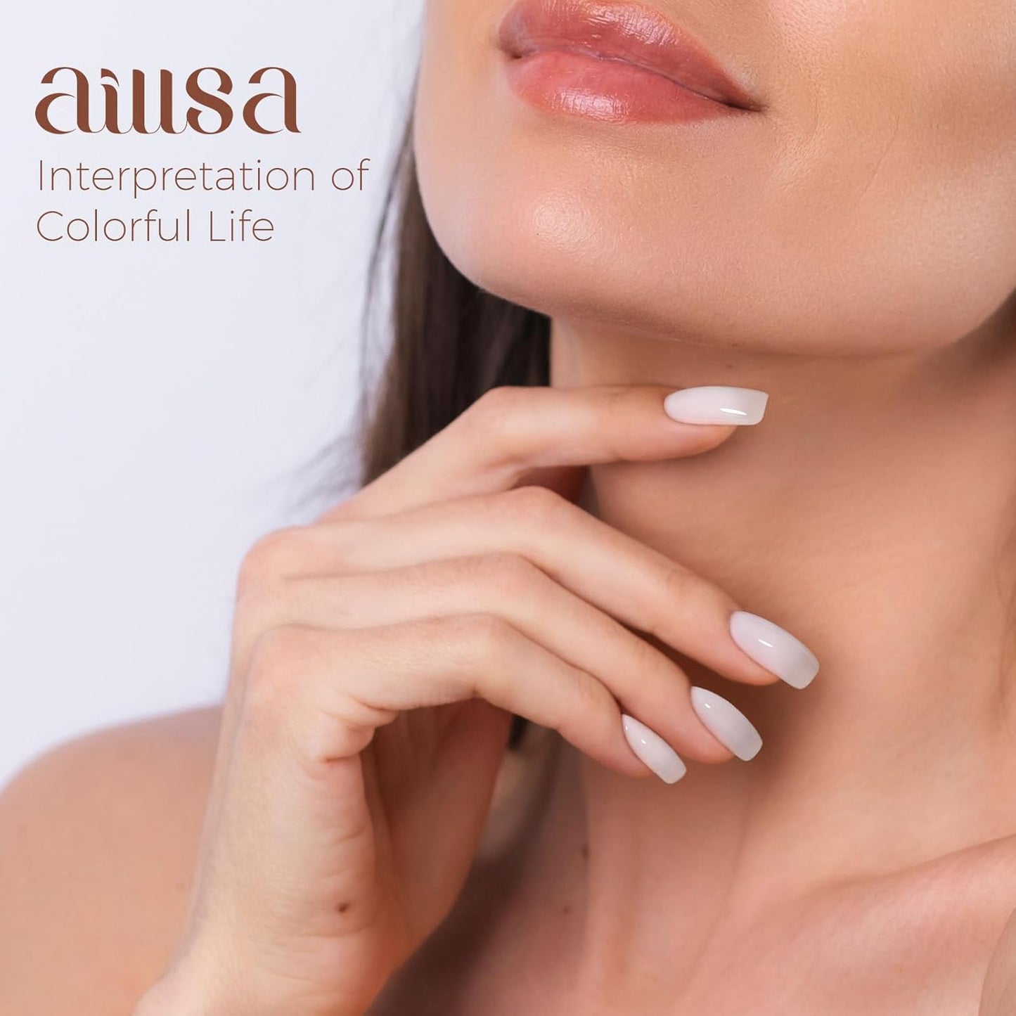 AILLSA Milky White Gel Nail Polish Natural Nude Jelly Gels Polish Light Color Translucent Nude Polish Sheer White Neutral Nails Soak Off U V Gel for French Manicure Nail Salon at Home 0.51 Fl Oz/GB07
