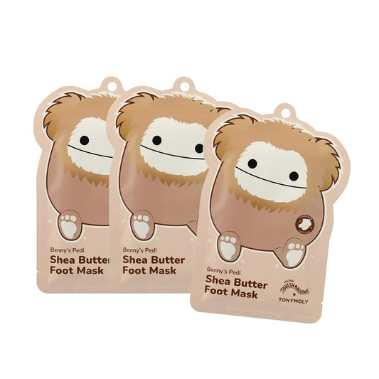 TONYMOLY x Squishmallows Benny Pedi Shea Butter Foot Mask, Hydrating & Moisturizing Foot Care, Set of 3