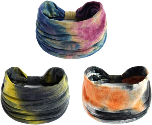 K-Elewon 3 Pack Women Wide Elastic Head Wrap Headband Sports yoga Hair Band