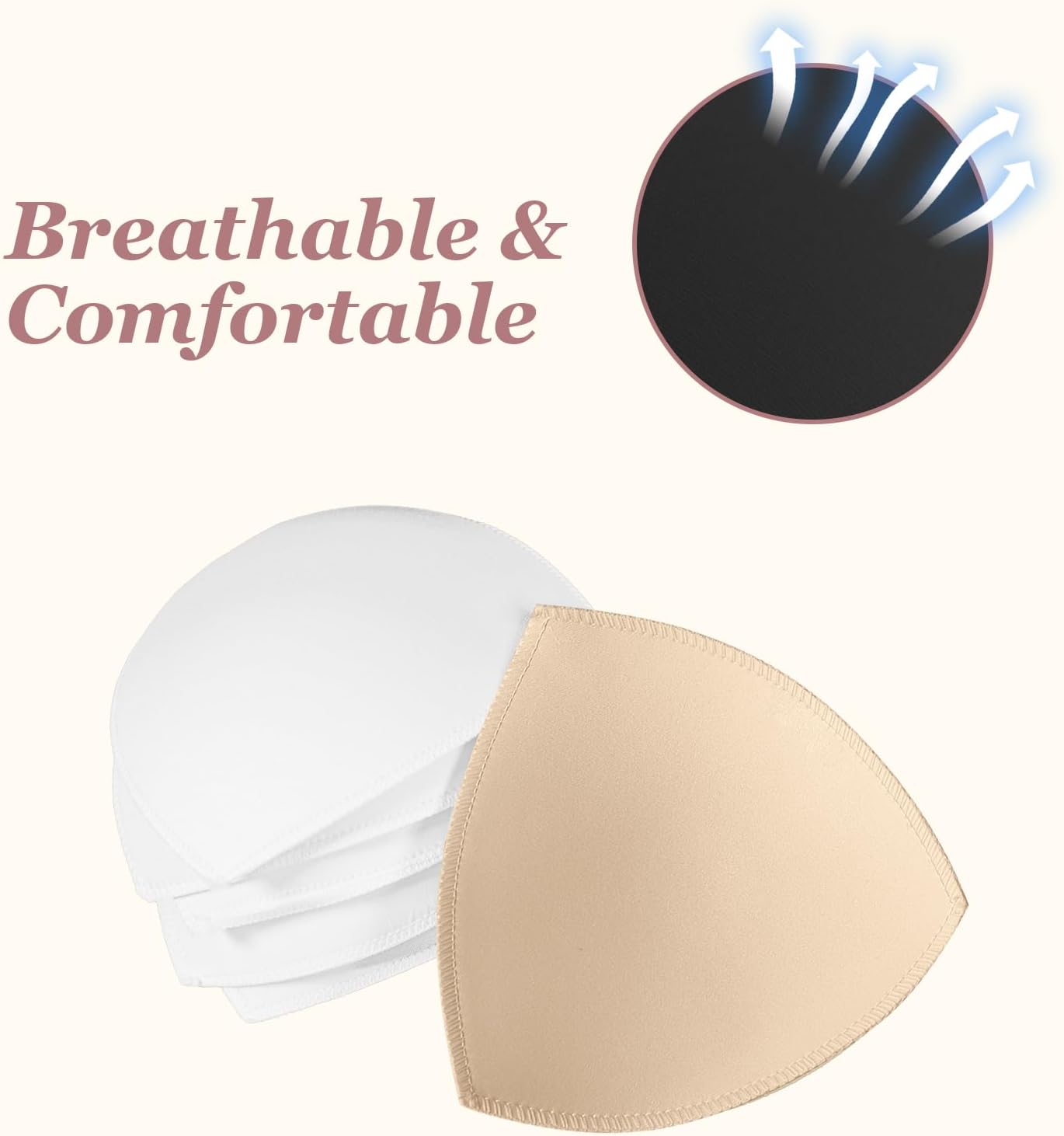 Bra Pad Insert,Removable Sport Bra Cup Triangle Breathable & Reusable Bra Pad for Yoga Bra,Swimsuits,Bikini