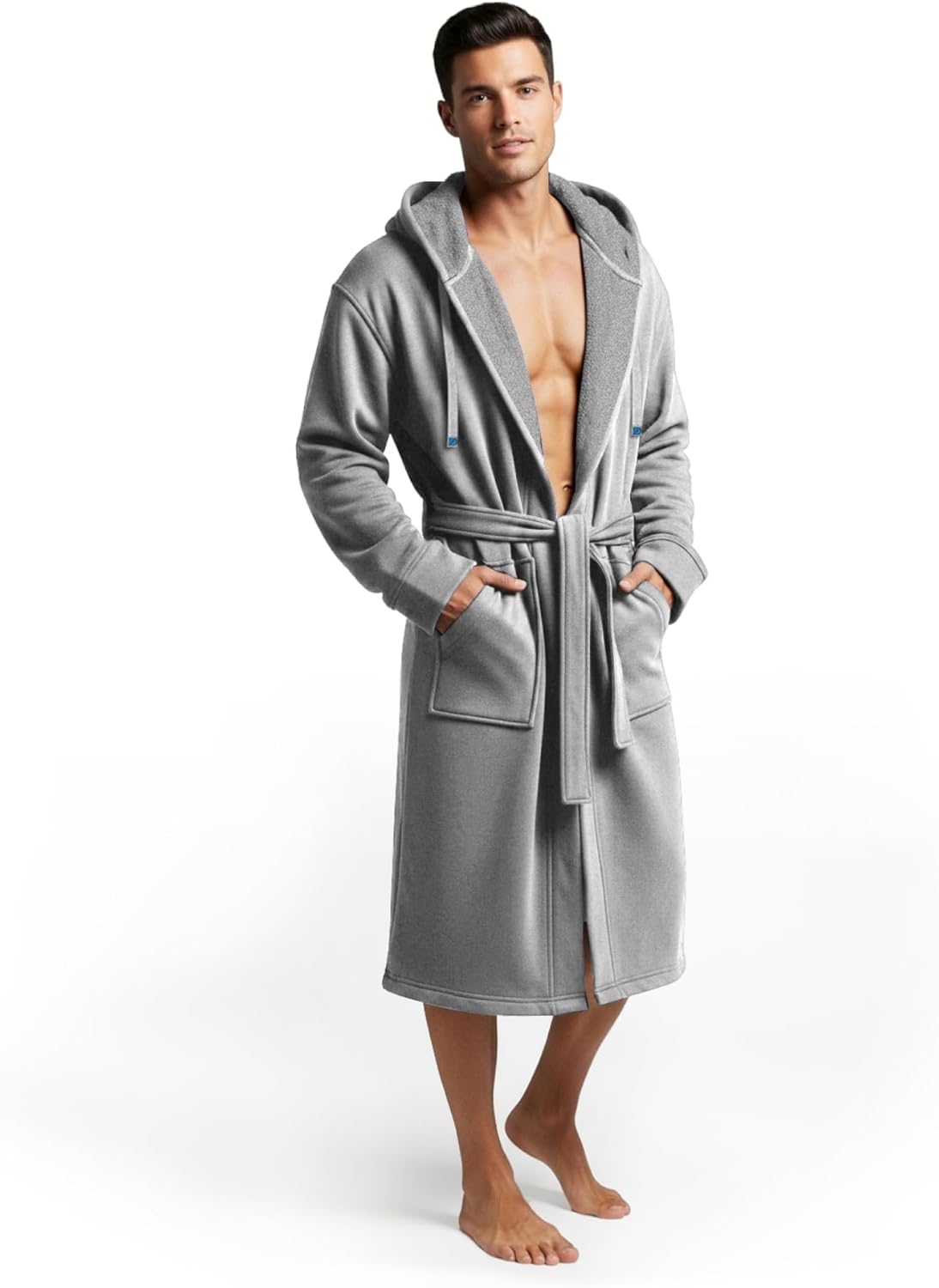 DudeRobe Men’s Hooded Bathrobe with Pockets, From Shark Tank, Soft, Comfy & Absorbent Cotton Robe for After Shower & Lounging