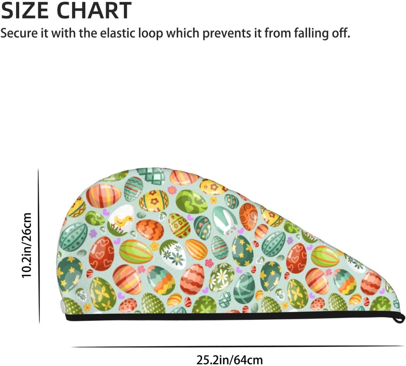 Easter Hair Towel Wrap Microfiber Fast Drying Hair Turban with Buttons for Women Drying Curly, Long & Thick Hair