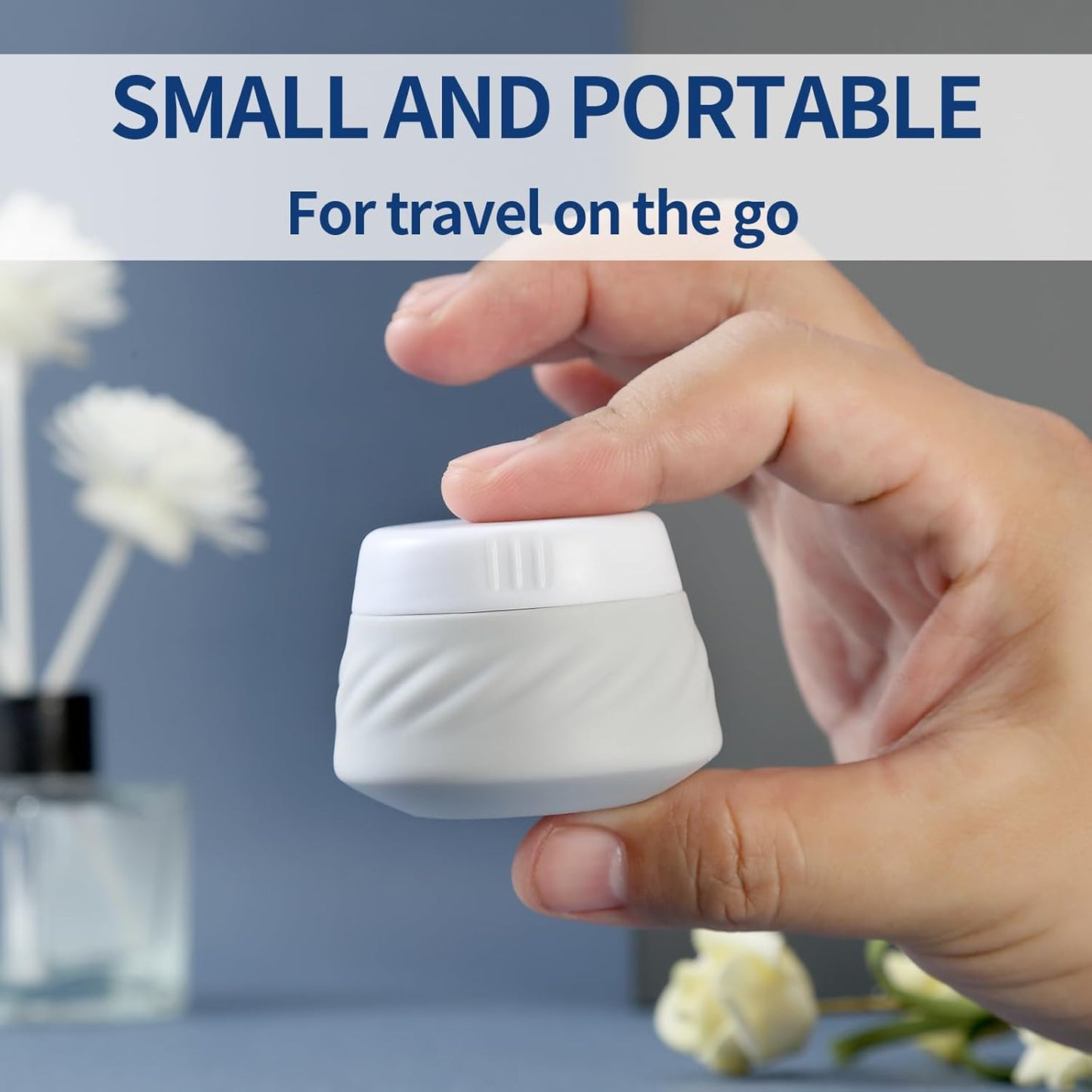 Gemice Travel Containers for Toiletries, Silicone Cream Jars TSA Approved Travel Size Containers with Clear Bag, Leak-proof Travel Accessories with Lid for Cosmetic Face Body Hand Cream (4 Pack)