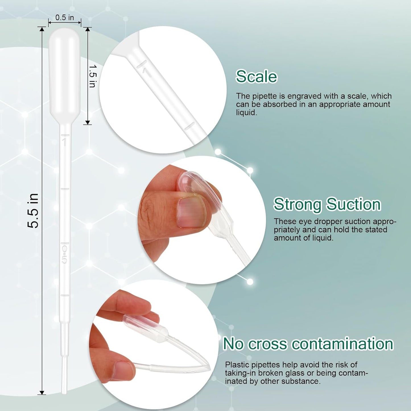 moveland 200Pcs 1ML Dropper Pipettes - Disposable Plastic Pipettes for Lab Science, Essential Oil, DIY Art, Medicine - Excellent Suction Without Leakage