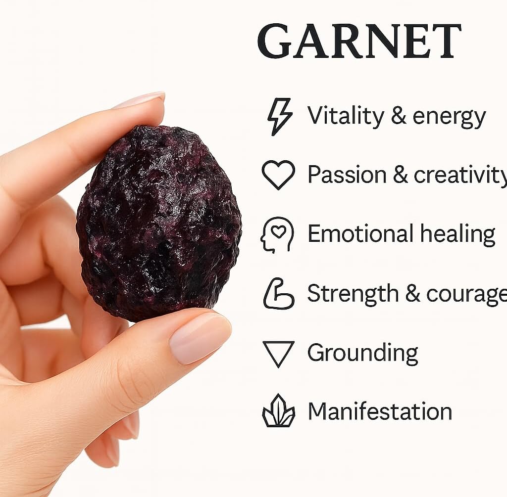 Natural Garnet Raw Crystal Stone – Healing Energy Rock for Reiki, Chakra Balancing, Meditation & Crystal Collection – Raw Garnet Mineral for Positive Energy, Strength & Vitality