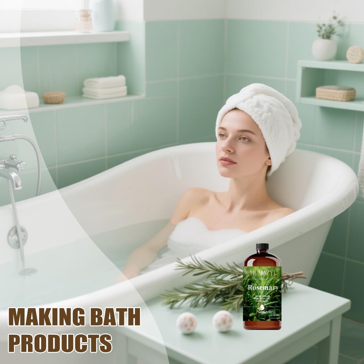 Rosemary Essential Oil, Rosemary Oil 16 Fl Oz 480ML for Diffuser Humidifier Yoga Cleaning DIY Candle Soap Making Essential Oils