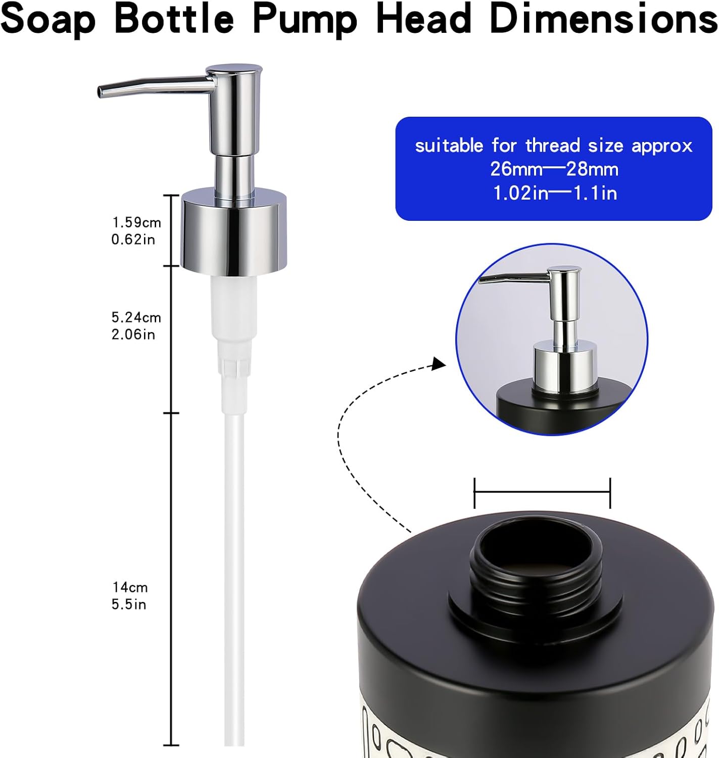 Soap Pump Replacement, Hand Soap Dispensers Pump for Bathroom, Replacement for Round 1.1in (28 mm) Neck Bottles,Rust Proof&Leak Proof for Soap Lotion Bottle Upcycling (Silver, 4 Pack)