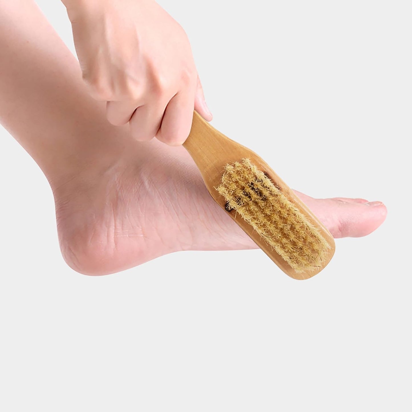 Foot Natural Bristle Brush & Pumice Stone Combo W/Rope wooden handle - Exfoliator Pedicures Calluses Remover - Smoother Body skin, feet, elbow Scrubber for Massage SPA Sauna and more