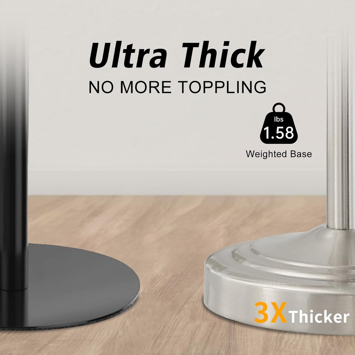 Hoimpro 17" Brushed Nickel Standing Towel Rack Bracket, Double Towel Ring Hand Towel Free Stand Holder Bathroom Hardware Accessories Set, Towel Bar for Bathroom Vanities and Kitchen Countertops