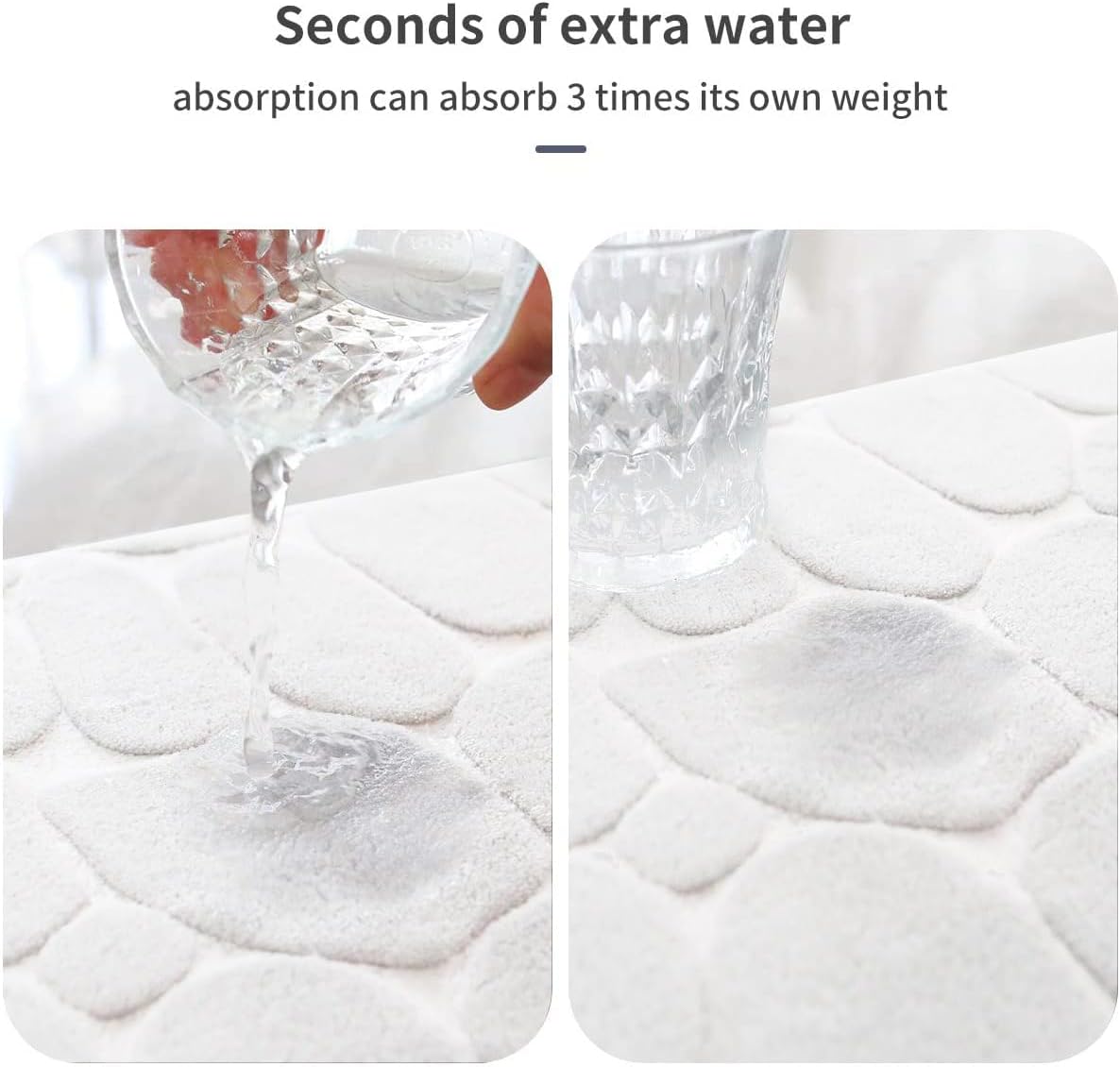 YIHOUSE Memory Foam Bath Mat Cobblestone Bathroom Rugs Super Water Absorbent Bath Mats for Bathroom Machine Washable Bath Rugs(24 x 36,White)