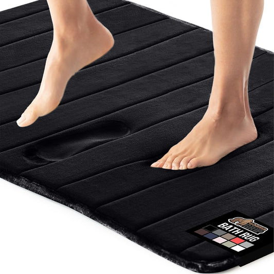 GORILLA GRIP Memory Foam Bath Mat, Soft Absorbent US Designed Bathroom Rug, Gripping Dots Machine Washable Bathmat, Cushioned Floor Mats, Shower Sink Rugs Room Décor Accessories, 60x24 Black