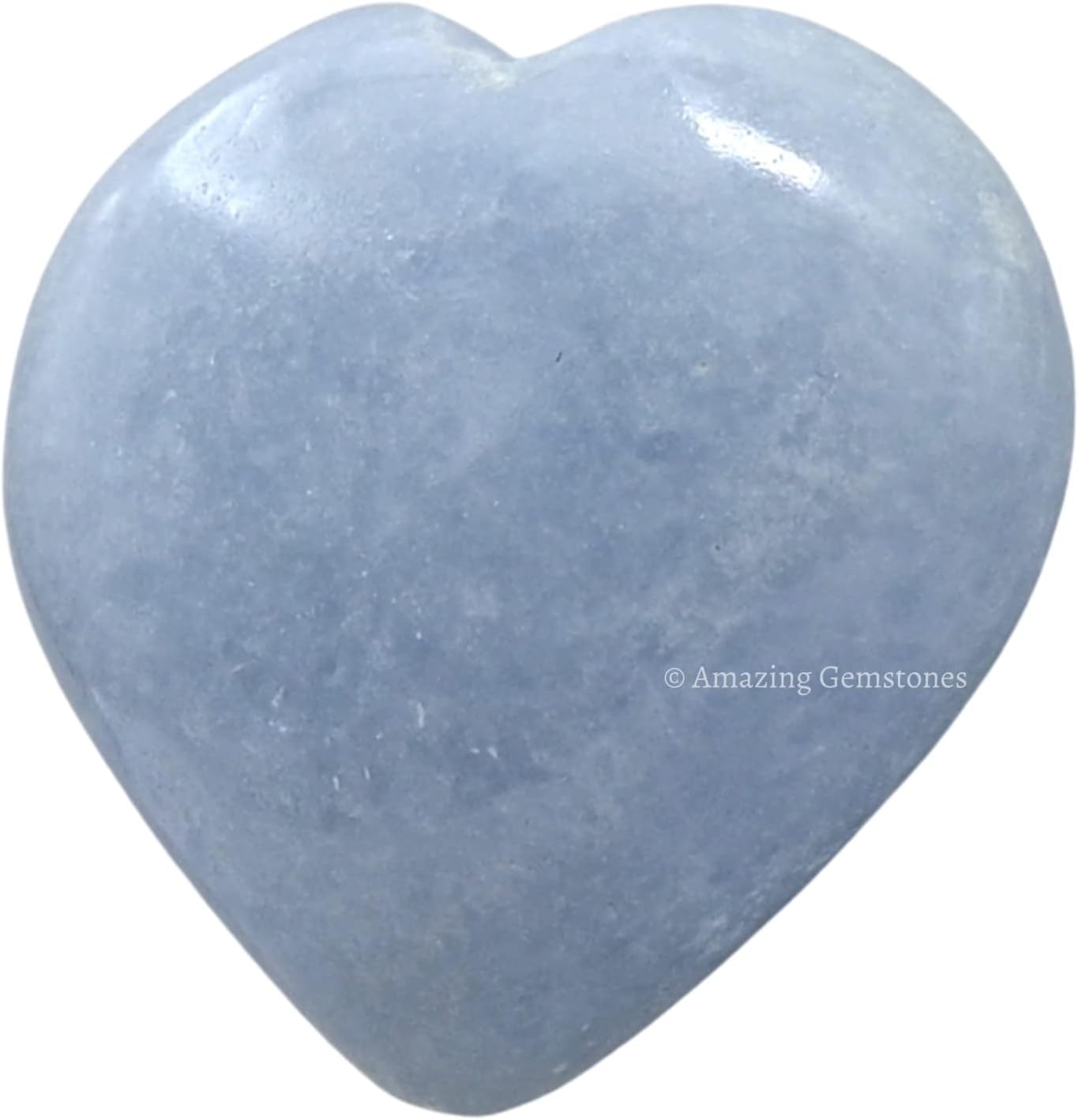 Amazing Gemstone Blue Calcite Celestite Crystal Heart Palm Stone - Pocket Massage Worry Stone for Natural Body Chakra Balancing, Reiki Healing and Crystal Grid